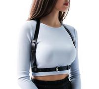 TOZBLEU Punk Cinturón de Arnés de Cintura para Mujer,Arnes Mujer,Cuerpo de Cuero PU Cadena de Pecho Negro Chaleco Gótico Ajustable Cinturón Joyería Corporal para Rave Cosplay Disfraz de Halloween