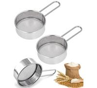TOZBLEU Tamiz para harina de acero inoxidable, tamiz de harina, tamiz de acero, tamiz de harina resistente, colador para harina, tamiz de red para harina, arroz, cereales, frutas, verduras, 2 unidades