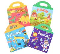 4 Libros de Pegatinas Reutilizables, Pegatinas Infantiles, 3-6 Años juguete Educativo, Vehículos, Espacio, Dinosaurios, Granja 4 Temas Pegatinas Transparentes 3D Niños y Niñas Regalos de Cumpleaños