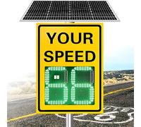 TozMvi Señal De Radar De Velocidad con Energía Solar - Señal De Radar LED, Señal De Advertencia Vial, Señales De Tráfico De Radar De 20×27 Pulgadas/24×35 Pulgadas 2DigitDisplayYellow-60×90cm/24×35in