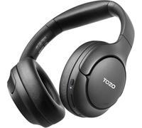TOZO Cascos Inalámbricos Bluetooth 6.0, Cancelación de Ruido ANC y ENC, 5 Micrófonos, Ajuste Cómodo Plegable, App EQ Personalizable, Conexión por Cable y Inalámbrica, Negro