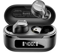 TOZO Hybrid Auriculares Inalámbricos Bluetooth 5.3 con Híbrida ANC 6 Mics ENC ORIGX 2.0 Acústico EQs Ajuste 59H Reproducción LED Pantalla USB Tipo C IPX8 Negro
