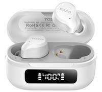 TOZO Hybrid Auriculares Inalámbricos Bluetooth 5.3 ANC Híbrida 6 Mics ENC, Reducción de Ruido 45dB, ORIGX 2.0 Acústico 32 EQs, 60H, Pantalla LED, USB Tipo C, IPX8, para Oficina y Commuting, Blanco