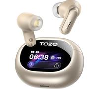 TOZO NC20 Pro Auriculares Inalámbricos Bluetooth 5.4 con ANC, 6 Mics Cancelación IA de Ruido, Color Pantalla Táctil, LDAC Hi-Res Audio, 80H y Carga Inalámbrica, EQs Ajuste Tipo C IPX8 Champaña