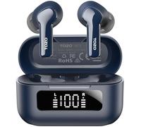 TOZO NC3 Auriculares Inalámbricos Bluetooth 5.3, ANC Híbrida 45dB para Oficina y Viajes, 68H Reproducción, 6 Mics ENC para Llamadas, Modo Gaming, Pantalla LED, App 32 EQs, IPX8, Azul