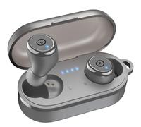 TOZO T10 Mini Auriculares Inalámbricos Bluetooth 5.3 con Control Táctil ORIGX 2.0 Acústico EQ Ajuste 55H Reproducción Soporta Carga Inalámbrica y USB Tipo C IPX8 Gris Claro