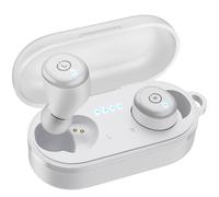 TOZO T10 Mini Auriculares Inalámbricos Bluetooth 5.3 con Control Táctil ORIGX 2.0 Acústico EQ Ajuste 55H Reproducción Soporta Carga Inalámbrica y USB Tipo C IPX8 Blanco Claro
