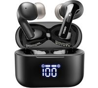TOZO T20 Auriculares inalámbricos Bluetooth 5.3 con ENC Llamada LED Pantalla ORIGX 2.0 Acústico EQ Ajuste 48.5H Reproducción Soporta Carga Inalámbrica y USB Tipo C IPX8 Negro