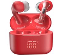 TOZO T20 Auriculares inalámbricos Bluetooth 5.3 con ENC Llamada LED Pantalla ORIGX 2.0 Acústico EQ Ajuste 48.5H Reproducción Soporta Carga Inalámbrica y USB Tipo C IPX8 Rojo
