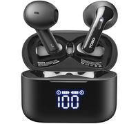 TOZO T21 Auriculares Inalámbricos Auriculares 5.3 con ENC Llamada LED Pantalla 14.2mm Controlador ORIGX 2.0 Acústico EQ Ajuste 44H Reproducción Soporta Carga Inalámbrica y USB Tipo C IPX8 Negro