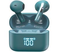 TOZO T21 - Auriculares Inalámbricos Bluetooth, Cascos Inalámbricos Bluetooth Pantalla Digital LED, Cancelación de Ruido de Llamada de Micrófono Dual Verde