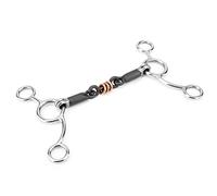 Tozos de Snaffle de Anillo de Mordaza, Acero Inoxidable para Masticar Caballos con Cobre con Incrustaciones de Boca Negra, Ligero. Apoyo Lateral para la Boca del Caballo.