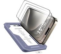 TOZPLTL 3 unidades para iPhone 15 Pro Protector de pantalla de cristal blindado [Full Screen], HD Claridad Auto Instalación Permanente 9H Folie, 0 Burbujas Marco de montaje, Protector de pantalla