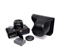 TP Hecha a Mano de Cuero Genuino Real Cámara de Caso Completo de la Cubierta del Bolso para Olympus Pen Pen F-F Inferior de Color Negro Abierto