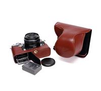 TP Hecha a Mano de Cuero Genuino Real Cámara de Caso Completo de la Cubierta del Bolso para Olympus Pen Pen F-F de Fondo de Color marrón Abierto