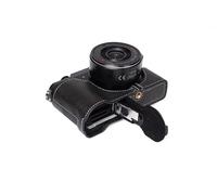 TP Hecha a Mano de Cuero Genuino Real Mitad Caja de la cámara del Bolso de la cámara para Panasonic GX85 GX80 GX7 II Inferior Negro Abierto