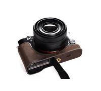 TP hecha a mano de cuero genuino real Mitad caja de la cámara del bolso de la cámara para Sony RX1R II Mark II M2 Dark Brown