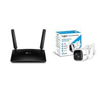 TP-Link Archer MR600 Router 4G + Advanced LTE CAT6, Wi-Fi AC1200 5GHz & 2.4GHz + TAPO Camara Vigilancia WiFi Exterior, 3MP Alta Resolución, IP66 a Prueba de Agua y Polvo, hasta 30m Visión Nocturna