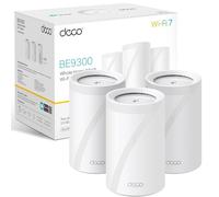 TP-Link Deco BE65(3-Pack) - BE9300 Wi-Fi 7 Mesh WLAN Set (Paquete de 3), Tribanda 5760 Mbit/s (6 GHz) + 2880 Mbit/s (5 GHz) + 574 Mbit/s (2,4 GHz), 6 transmisiones, 4 Puertos 2.5G, 1 USB 3.0