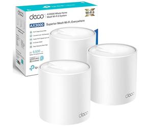 TP-Link Deco X50 AX3000 Whole Home AI-Driven Mesh Wi-Fi 6 System, Dual-Band with Gigabit Ports, Coverage up to 6,500 ft2, Connect up to 150 devices, 1 GHz Dual-Core CPU, HomeShield Security, Pack of 3