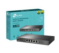 TP-Link Interruptor de Escritorio de 5 Puertos 2.5G con 4 Puertos PoE++, presupuesto de 60 W para Puerto PoE++, 123 W para Todos los PoE, recuperación automática, cumplimiento con IEEE 802.3af/at/BT