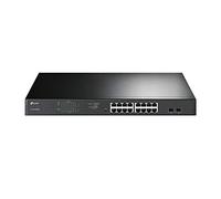 TP-Link Interruptor PoE Gigabit de 16 Puertos; 16 Puertos PoE+ @ 192 W con 2 Ranuras SFP; fácil Inteligente; Montaje en Rack; soporta QoS, Vlan, IGMP y agregación de Enlaces (TL-SG1218MPE)