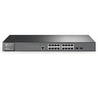 TP-Link Jetstream 16-Puertos Gigabit L2 Switch gestionable con 2 SFP Slots (T2600G-18TS), Negro