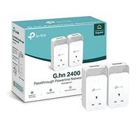 TP-Link Kit de Inicio de Adaptador Powerline Passthrough con Cable, protocolo avanzado G.hn MIMO, Toma de Corriente Adicional, 2+2 Puertos Gigabit Ethernet, no Requiere configuración, Plug and Play,