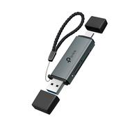 TP-Link Lector de tarjetas SD, lector de tarjetas de doble ranura USB 3.0 Type-C y A 2 en 1 para SD/Micro SD/SDHC/SDXC, transferencia rápida de datos, plug & play con Windows, macOS, iPadOS, Android y