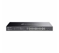 TP-Link Switch Gigabit PoE de 16 puertos (ES220GMP) | 16 puertos PoE+, 2 puertos de enlace ascendente, 2 puertos SFP | Presupuesto de 250 W | Omada Free Easy Remote Cloud Managed | VLAN, ZTP, PoE Auto