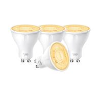TP- Link Tapo L610(4-PACK) - Bombilla LED Inteligente Regulable GU10,3.5W Ahorro de energía, Blanco Cálido 2700k, 350lm,Compatible con Alexa y Google, Control remoto, Horario y Temporizador