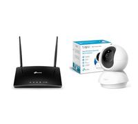 TP-Link TL-MR6400 - Router 4G LTE WiFi (Cat 4), Velocidad hasta 300 Mpbs, MicroSim & Tapo C210 - Cámara IP WiFi 360° Cámara de Vigilancia 2K (3MP)