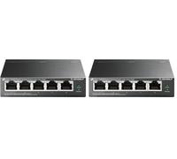 TP-Link TL-SG1005LP - 5 Port RJ45，Gigabit，Cuatro Puertos PoE +，Gestión de energía Inteligente，40W， Ethernet Switch，Desktop，Wall-Mount，Steel Case，Plug and Play (Paquete de 2)