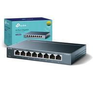 TP-Link TL-SG108 V3.0, Switch de Escritorio Red (10/100/1000 Mbps, Carcasa de Acero, IEEE 802.3 X, Auto-MDI/MDIX, Plug and Play, Ahorro de Energía, Puertos RJ45), 8 Puertos Gigabit, Color negro