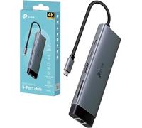 TP-Link UH9120C Hub USB C 9 en 1, 1 HDMI 4K@60Hz, 1 Gigabit Ethernet, SD y microSD UHS-I, 1 PD 100W, 1 USB-C 3.0, 3 puertos USB-A 3.0, SuperSpeed a 5 Gbps, Win11/10/8.1, Mac OS X 10.9+, Linux OS