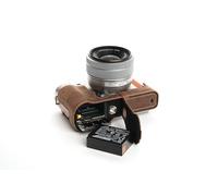 TP original genuino hecho a mano de cuero media cámara caso bolsa cubierta para FUJIFILM X-A5 XA5 inferior abierto Tan color