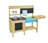 TP Toys Cocina de Barro | Cocina de Barro de Madera de Lujo, para niños y niñas 3+, Juego para niños, al Aire Libre, con sartén de Agua, Fregadero de jardín y Accesorios de Cocina,