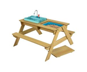 TP Toys Splash & Play - Mesa de Picnic de Madera con bañera de Salpicaduras y Pecado. Recicla el Agua, Mesa de Picnic de Madera, arenero para niños, Muebles de jardín y Comedor al Aire Libre, Madera