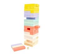 TP Toys Giant Wooden Tumble Tower FSC Certified Classic Tumbling Game with 60 Pastel Blocks & Matching Dice for Family Indoor & Outdoor Fun
