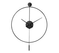 TPARIS Reloj De Pared De Péndulo Oscilante De Estilo Simple Moderno|Arte De Hierro Reloj Colgante Decor Redondo Silencioso Funciona con Pilas,Negro (manecillas De Aluminio),60 Cm (23,6 Pulgadas)