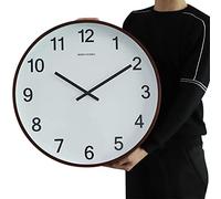TPARIS Reloj De Pared Grande Moderno|Funciona con Pilas/Sin Tictac|Relojes Colgantes Redondos con Marco De Madera Y Cubierta De Cristal|Reloj De Decor Minimalista,Color Nogal-A,50 Cm (19,6 Pulgadas)