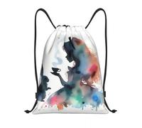 TPDODON Bolsa con cordón para guardar cosas, portátil, para niña y su conejo, para la compra, bolso de hombro, plegable, para viaje.