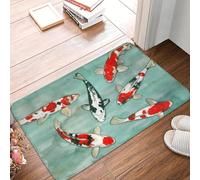 TPDODON Le Ballet Des Carpes - Felpudo de Entrada con diseño de pez koi para Puerta Delantera Interior Cocina baño jardín-16x24 Inch