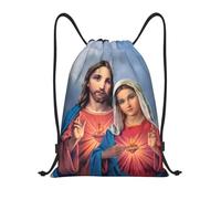 TPDODON Mochila deportiva con cordón del Sagrado Corazón Inmaculado para hombre y mujer, ideal para entrenamiento católico con Jesús y María.