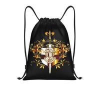 TPDODON Mochila deportiva con cordón y símbolo de la Cruz y el Escudo de los Caballeros Templarios, bolsa de gimnasio, mochila con emblema de espada medieval y Orden Secreta