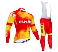 TPDOPK Maillot Ciclismo set Hombres Manga Larga y Pantalones Ajustados 3D Acolchado Forro Térmico de Lana Anti-Viento Invierno