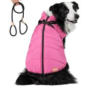 TPDRKOWJX Abrigo de Invierno for Perros, Furry King, Chaqueta Peluda for, con arnés, for pequeños, medianos y Grandes (Rojo, 4XL)(Pink,4XL)