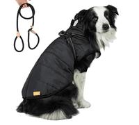 TPDRKOWJX Abrigo de Invierno for Perros, Furry King, Chaqueta Peluda for, con arnés, for pequeños, medianos y Grandes (Rojo, 4XL)(Black,XL)