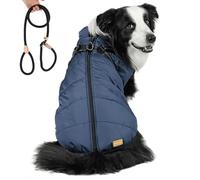 TPDRKOWJX Abrigo de Invierno for Perros, Furry King, Chaqueta Peluda for, con arnés, for pequeños, medianos y Grandes (Rojo, 4XL)(Blue,4XL)