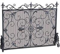 TPDRKOWJX Cortina de protección, contra chispas Incendios, Pantalla for Chimenea, Panel único, Protector a Prueba bebés con Cortina Malla, Pantallas Decorativas for Sala Estar Verano(Black)